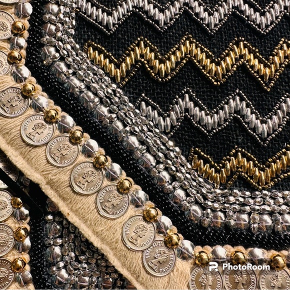 Bohemian Envelope Wristlets Banjara Clutch Beige And White Color With tassels - Picture 12 of 12